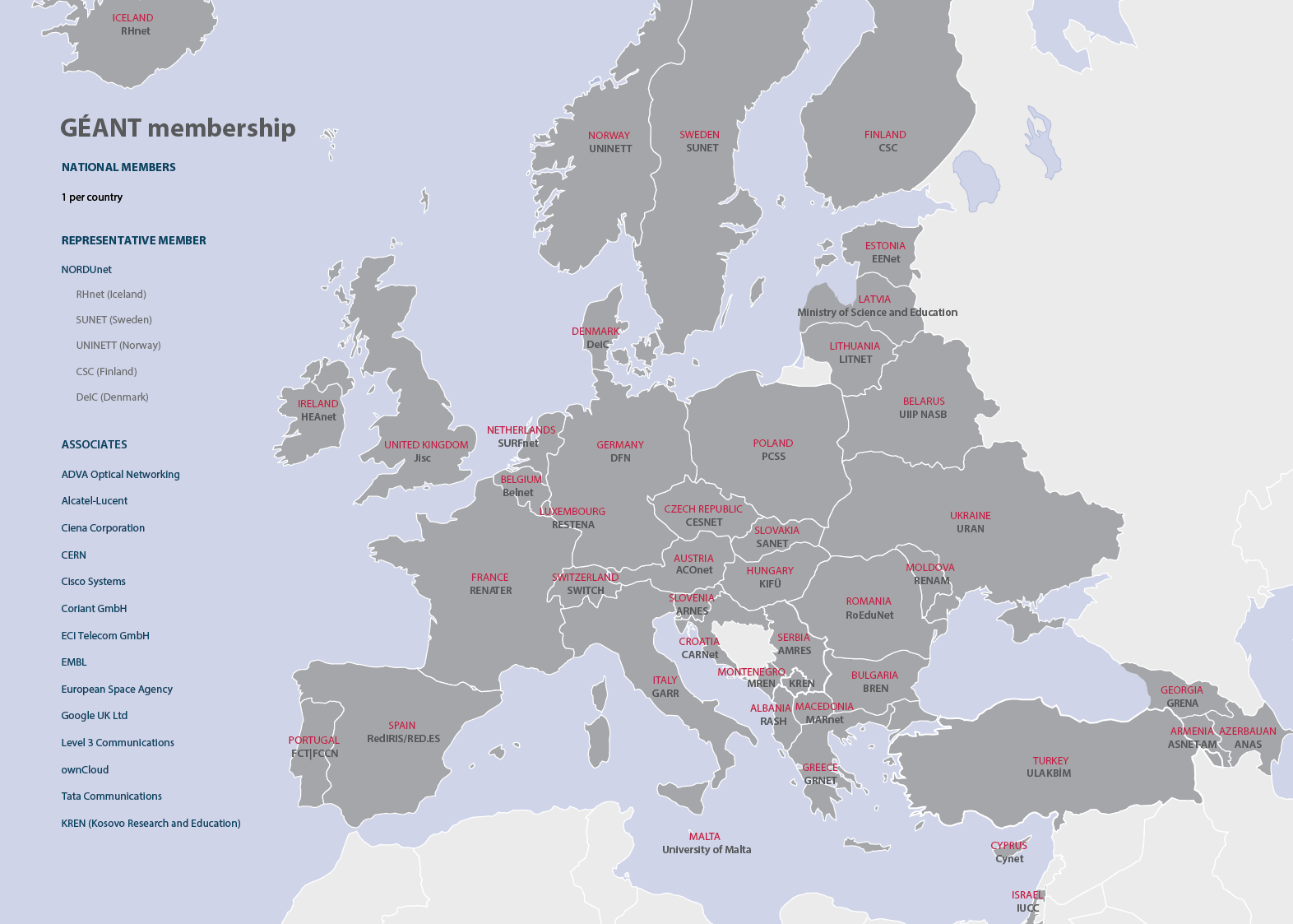 Mappa Europea GÉANT