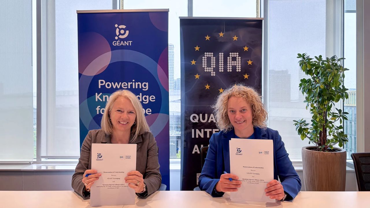 Accordo per la rete quantistica europea tra GÉANT e Quantum Internet Alliance