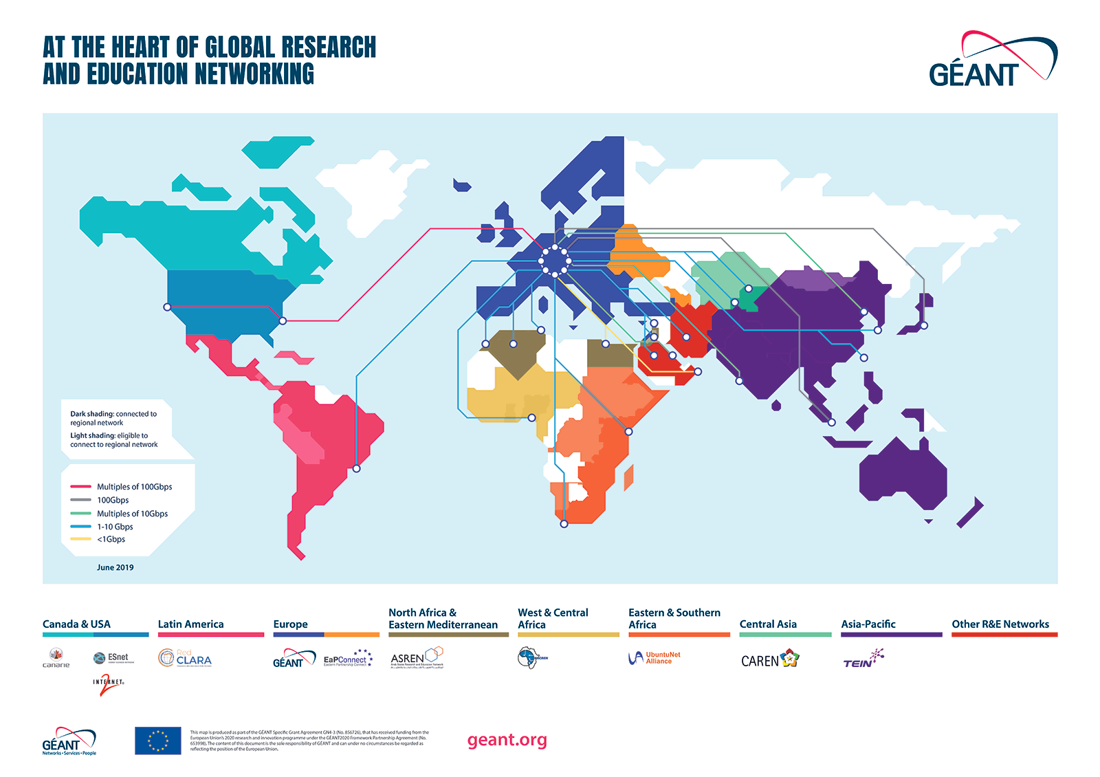 GÉANT Global Connectivity map - June 2019