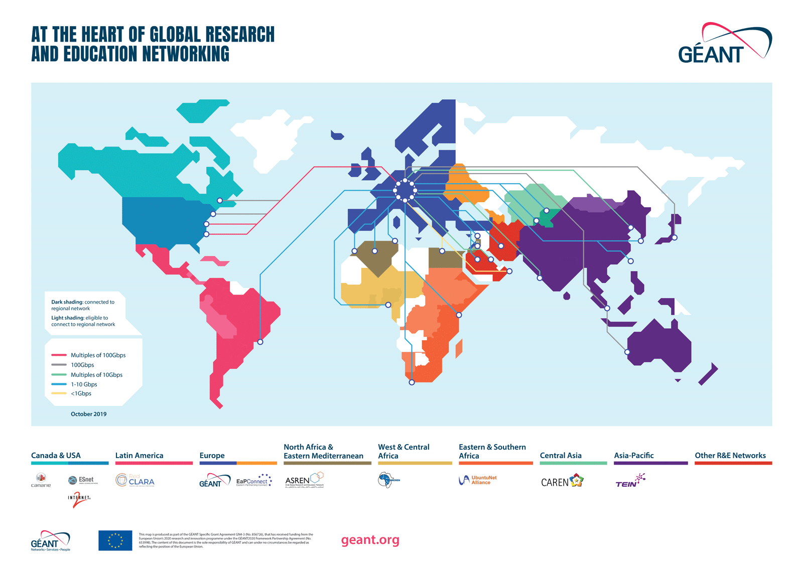 GÉANT Global Connectivity map - giugno 2019