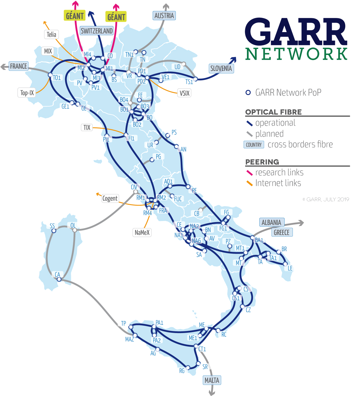 Mappa della Rete GARR