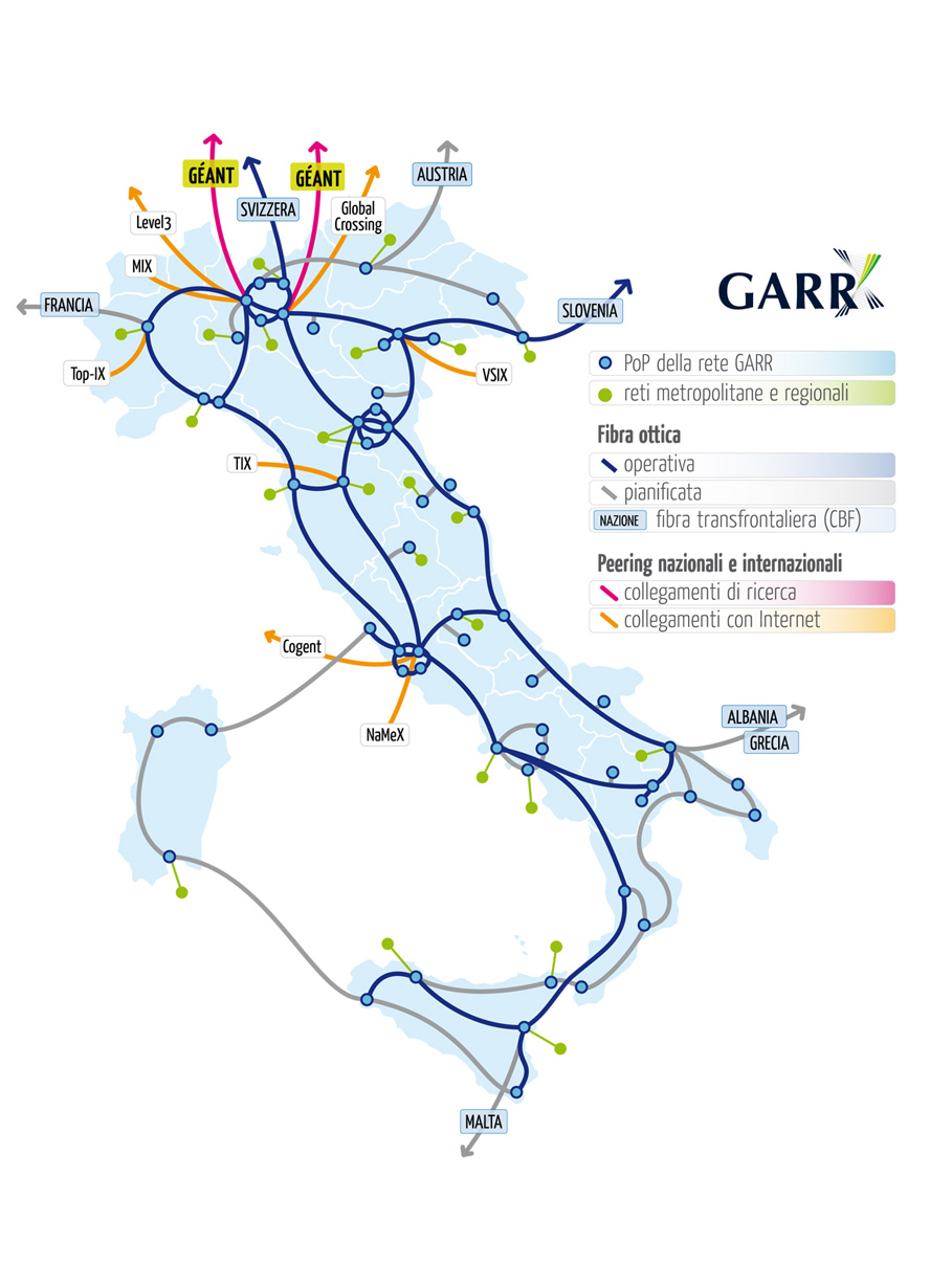 Mappa della Rete GARR-X a novembre 2012