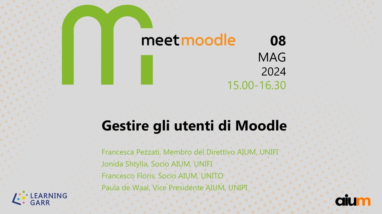 Webinar Meet Moodle: gestire gli utenti