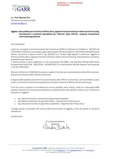 2301B   I   Gara 2301 B   proposta Direttrice Commissione