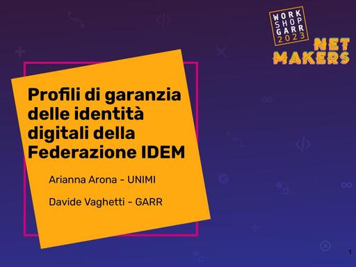 Workshop GARR 2023 - Presentazione - Arona, Vaghetti