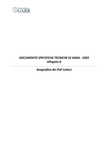 Bando 2303 - Allegato A - Anagrafica dei PoP - Lotto 1