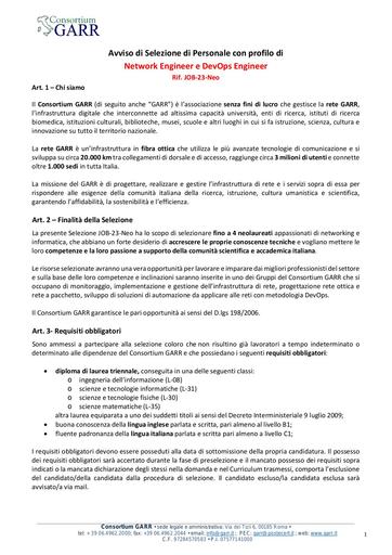 Bando Selezione JOB-23-Neo