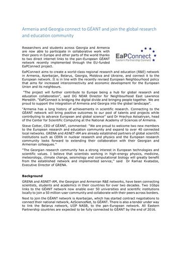 PressRelease - Armenia and Georgia connect to GEANT