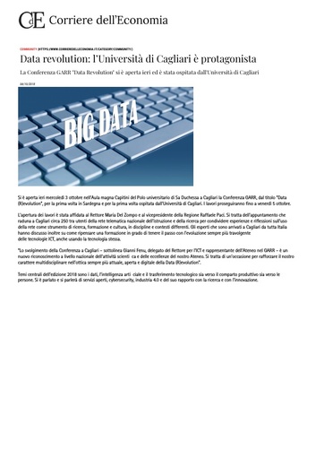 04 ottobre 2018 - Corriere dell'Economia