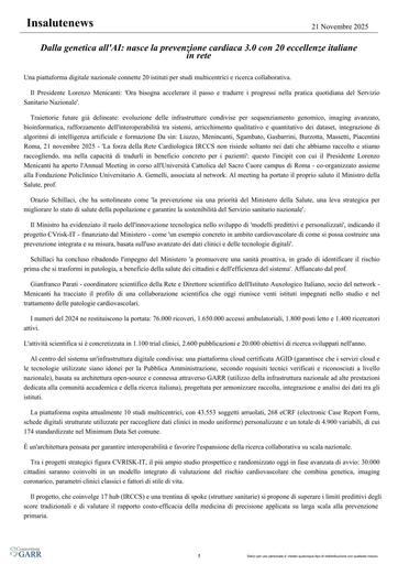 21 novembre 2025 - InSaluteNews