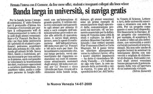 14 Luglio 2009  La Nuova Venezia