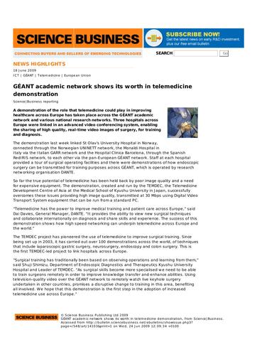 18 Giugno 2009 Science Business