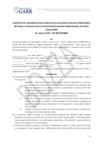 Bando Z-2101 - Schema contratto di fornitura - ERRATA CORRIGE 03/03/21