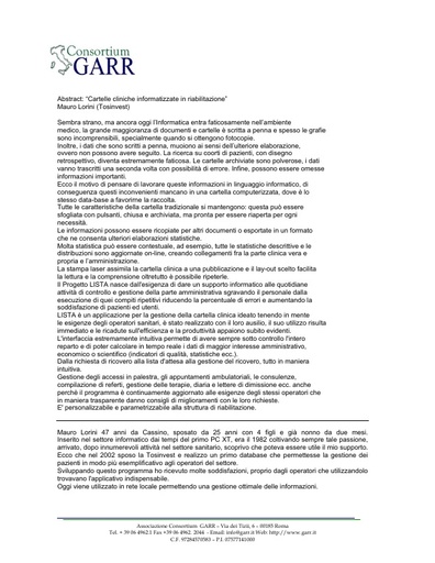 Conferenza GARR 2007 - Abstract - Lorini