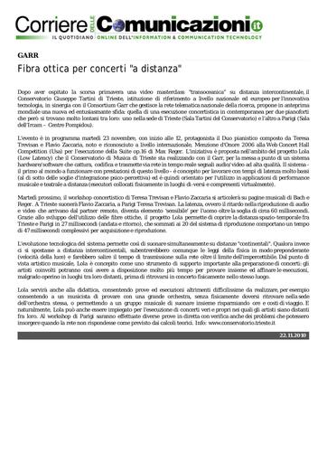 22 Novembre 2010 - Corriere delle Comunicazioni