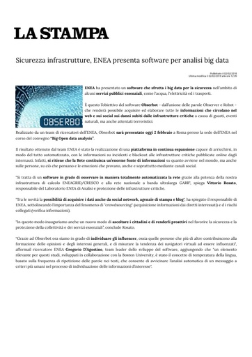 2 febbraio 2018 - La Stampa