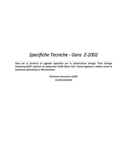 Bando Z-2002 - Specifiche tecniche di gara