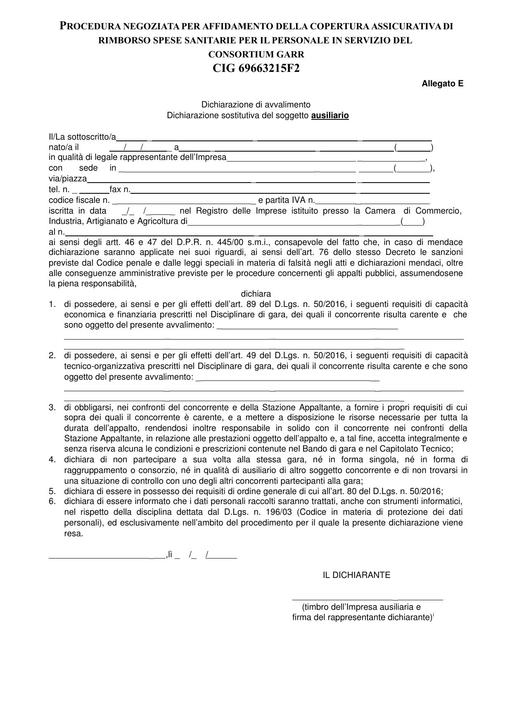 Gara Z-2017-02 - Allegato E - Avvalimento Soggetto ausiliario
