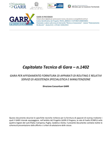 Bando 1402 - Capitolato Tecnico Gara