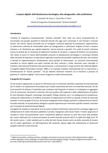 Conferenza GARR 2016 - Paper - Sassolini