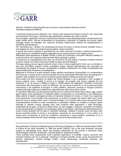 Conferenza GARR 2007 - Abstract - Guidazzoli