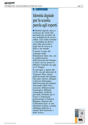 12 Maggio 2015 - Nuovo Quotidiano di Puglia