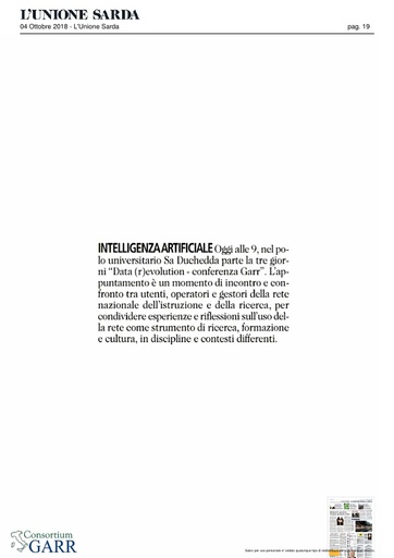 04 ottobre 2018 - L'Unione Sarda