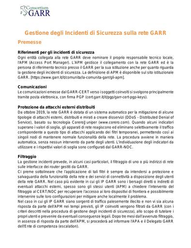 Procedura Gestione Incidenti - ver. 25/06/2020