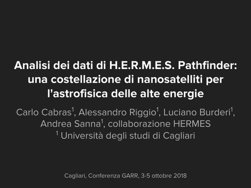 Conferenza GARR 2018 - Presentazione - Cabras