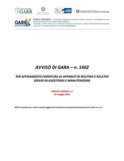 ERRATA CORRIGE Avviso Procedura Gara 1402 1