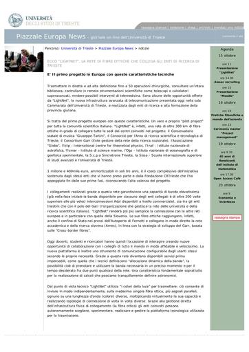 15 Ottobre 2009 Piazzale Europa News