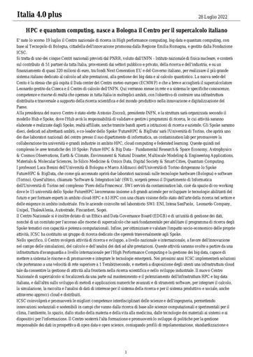 28 luglio 2022 - Italia 4.0 plus