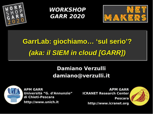 Workshop GARR 2020 - Presentazione - Verzulli
