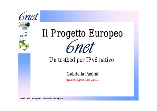 WS04 - Paolini - IPv6: il progetto 6Net