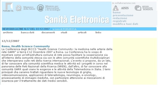 12 Dicembre 2007 - Sanità Elettronica