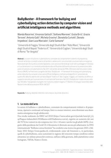 BullyBuster - A framework for bullying and cyberbullying action detection by computer vision and artificial intelligence methods and algorithms - Nocerino