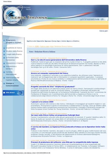 03 Marzo 2009 Ricerca Italiana