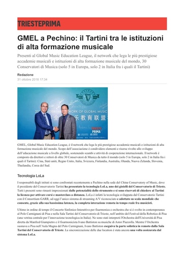 31 ottobre 2018 - Trieste Prima