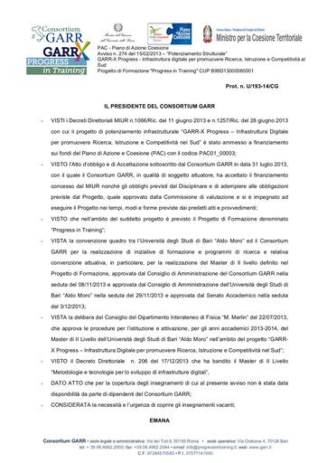 Bando Docenti MASTER v1