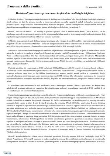 21 novembre 2025 - PanoramaSanità