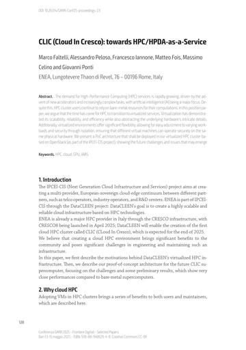 CLIC (Cloud In Cresco): towards HPC/HPDA-as-a-Service - Ponti at all